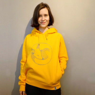 bambiboom Fairtrade Kapuzenpulli Print Aufdruck Frauen Damen Fuchs, gelb