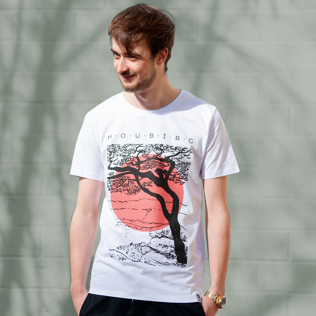 bambiboom Fairtrade T-Shirt Print Aufdruck Unisex Männer Frauen Houbirg, weiss