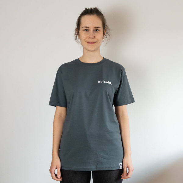 bambiboom Fairtrade T-Shirt Unisex Damen Herren Print Aufdruck Empowerment Shirt be bold, dunkelgrau