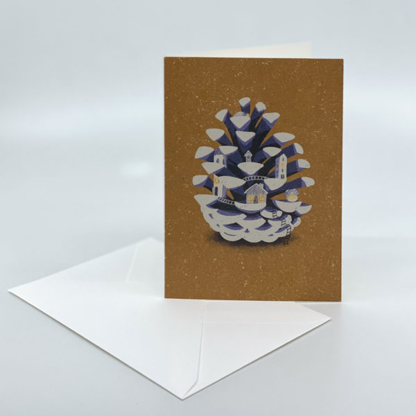 Kiefernzapfen Klappkarte Grußkarte Weihnachtskarte Illustration DIN A6