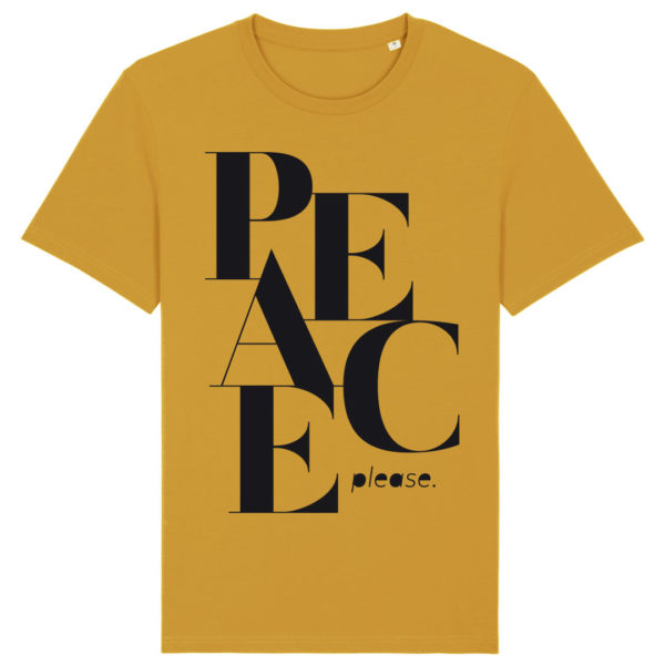 bambiboom Fairtrade T-Shirt Print Aufdruck Typographic Shirt Unisex Männer Frauen Peace Please, Wunschfarbe