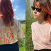 Unisex T-Shirt Flow, Farbe Misty Pink, Druck Orange