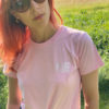 Damen T-Shirt Flow rosé, Druck silber