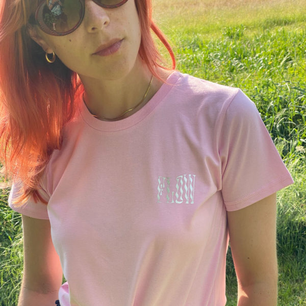 Damen T-Shirt Flow rosé, Druck silber