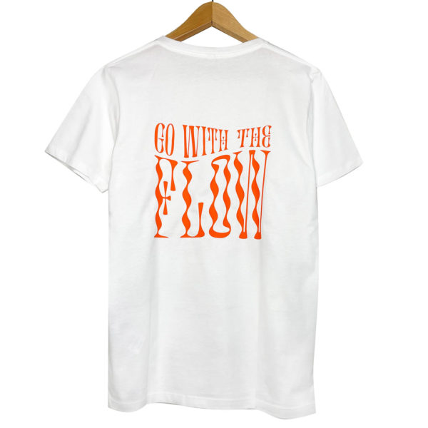 Unisex T-Shirt Flow weiß, Druck Orange, Rücken