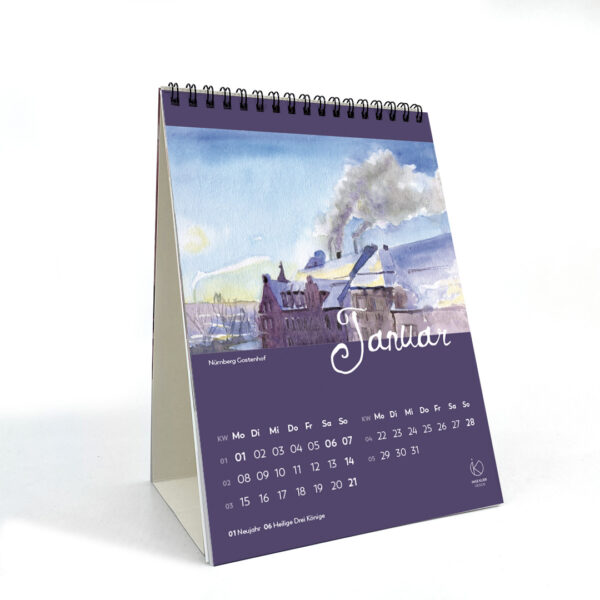 Tischkalender Monatskalender Kunstkalender Kalender Aquarell 2024