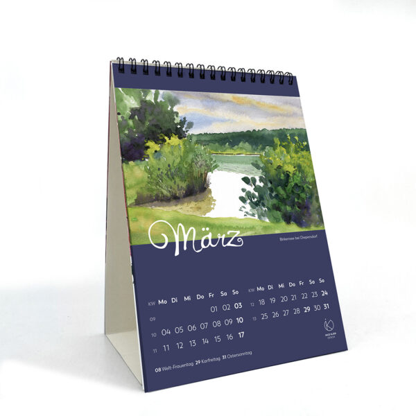 Tischkalender Monatskalender Kunstkalender Kalender Aquarell 2024