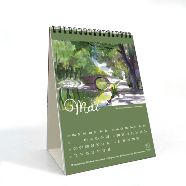 Tischkalender Monatskalender Kunstkalender Kalender Aquarell 2024