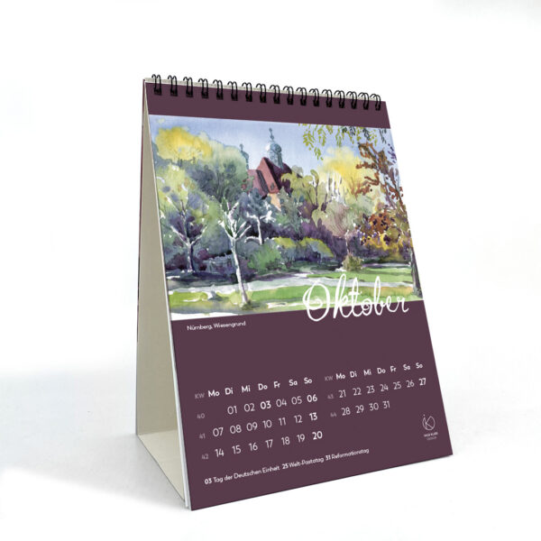 Tischkalender Monatskalender Kunstkalender Kalender Aquarell 2024