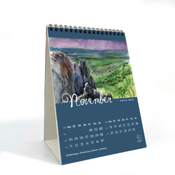 Tischkalender Monatskalender Kunstkalender Kalender Aquarell 2024