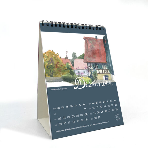 Tischkalender Monatskalender Kunstkalender Kalender Aquarell 2024