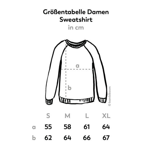 bambiboom Damen Sweatshirt, Größentabelle