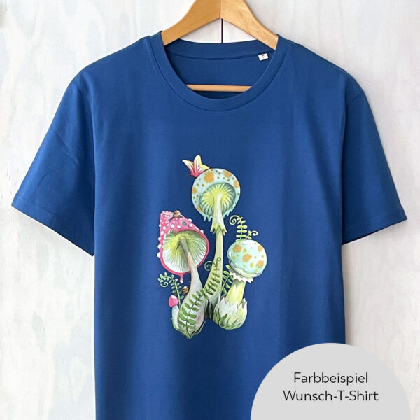 bambiboom Unisex/Unisex/Herren T-Shirt Funky Funghi, Wunschfarbe Beispiel Knallblau