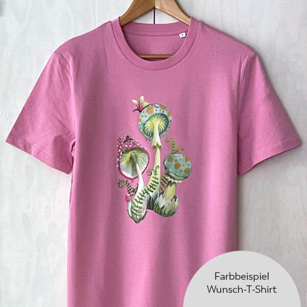 bambiboom Unisex/Unisex/Herren T-Shirt Funky Funghi, Wunschfarbe Beispiel Rosa