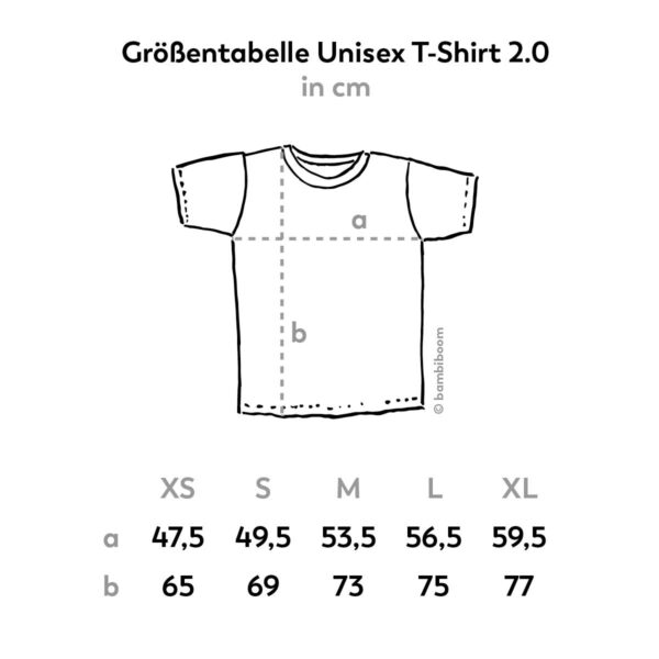 bambiboom Herren/Unisex T-Shirt 2.0, Größentabelle