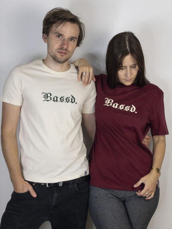 bambiboom Unisex und Herren T-Shirt Bassd. Bordeaux und Natural White