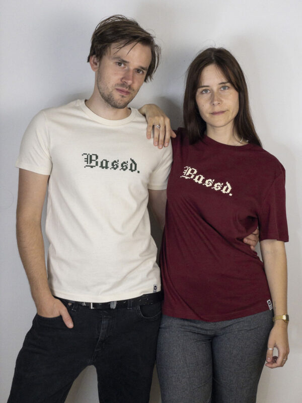 bambiboom Unisex und Herren T-Shirt Bassd. Bordeaux und Natural White