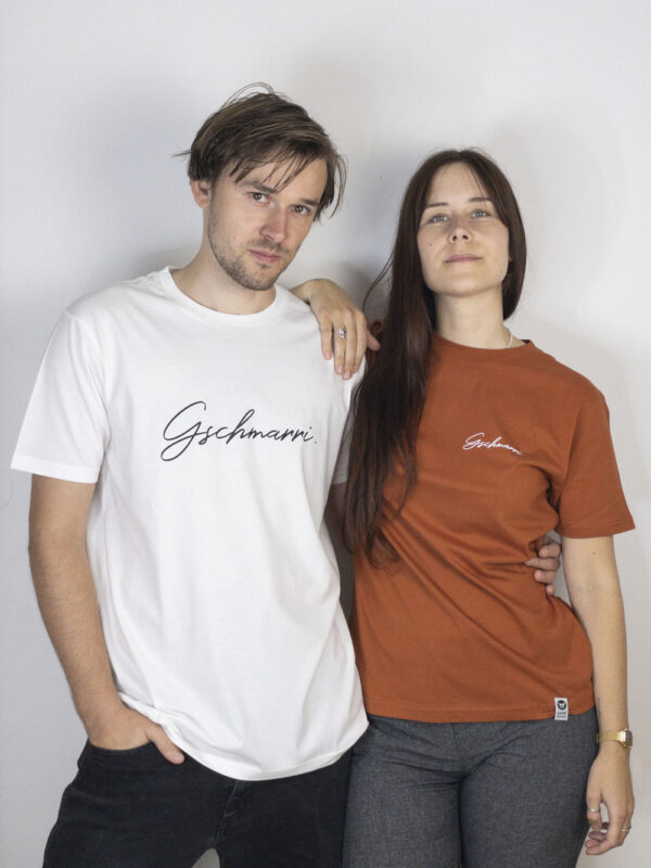 bambiboom Unisex und Herren T-Shirt Gschmarri Weiß und Rust