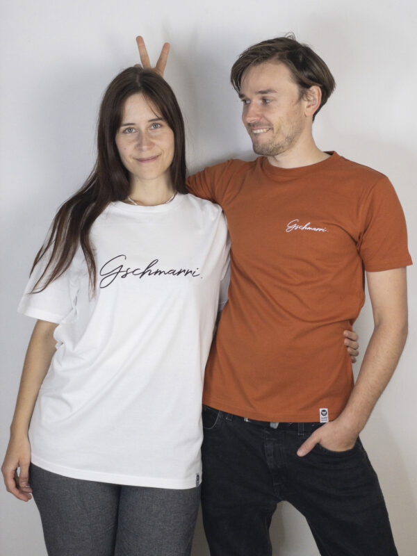 bambiboom Unisex und Herren T-Shirt Gschmarri Weiß und Rust