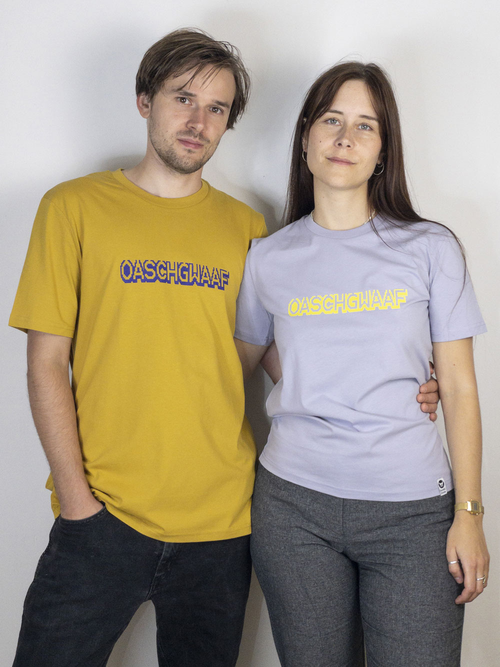 bambiboom Unisex und Herren T-Shirt Oaschgwaaf Ochre und Lavendel