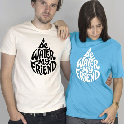 bambiboom Unisex T-Shirt Be Water Naturweiß und Aqua